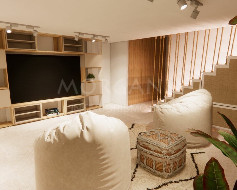 Diseño en 3D de sótano y lavandería